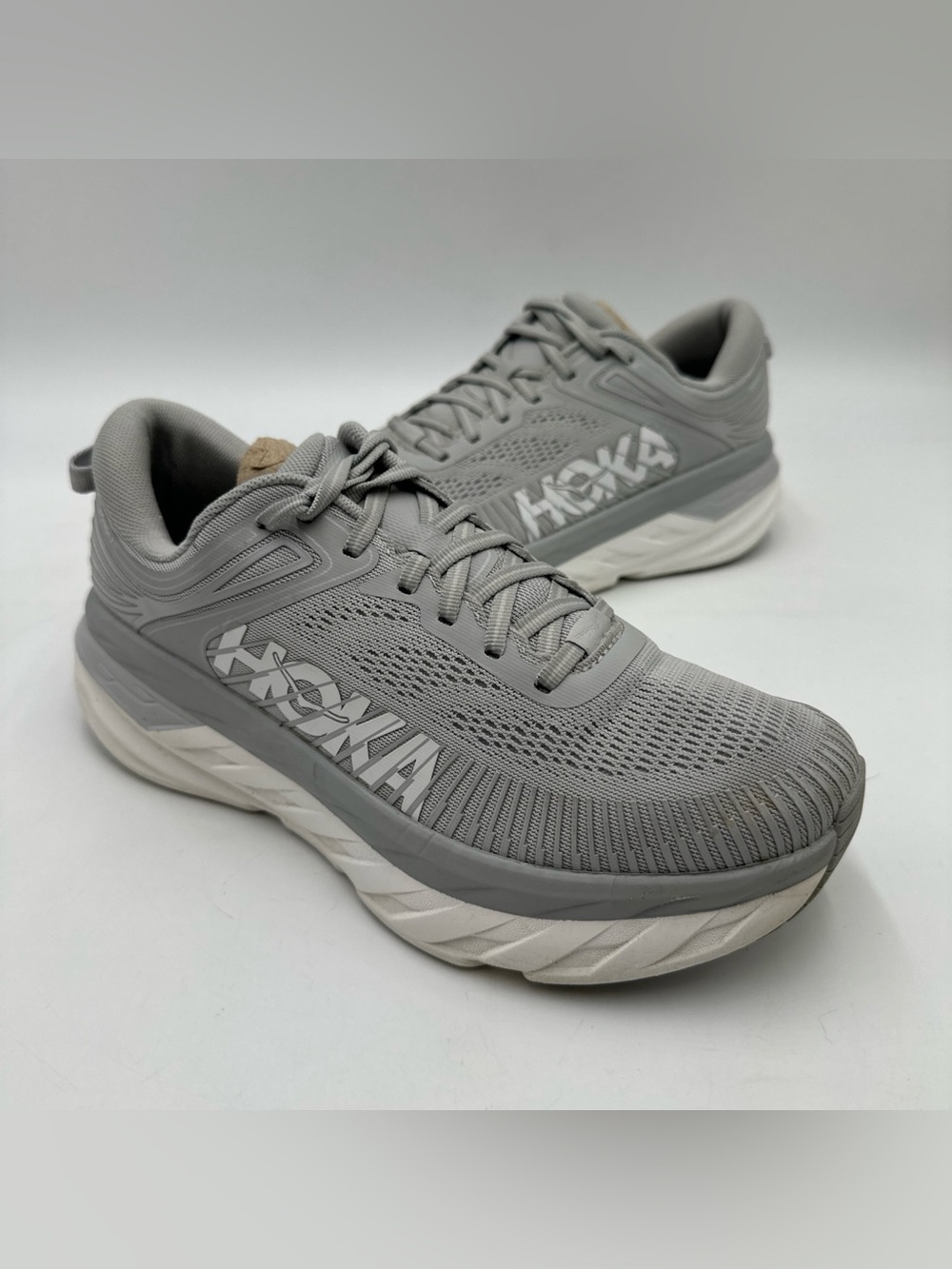 Hoka One One Bondi 7 Women’s Size 9 Harbor Mist White Running Shoes EUC